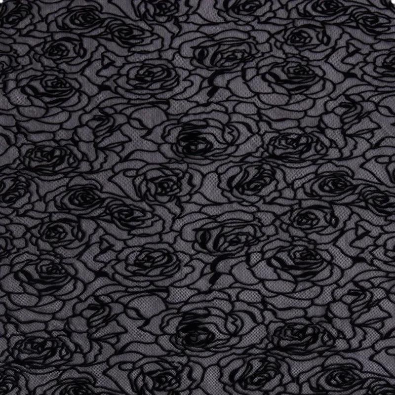 1yard Black Leopard Zebra Print Mesh Fabric Stretchy Flocking Lace Fabric Spandex Velvet Fabrics for DIY Sewing Clothing