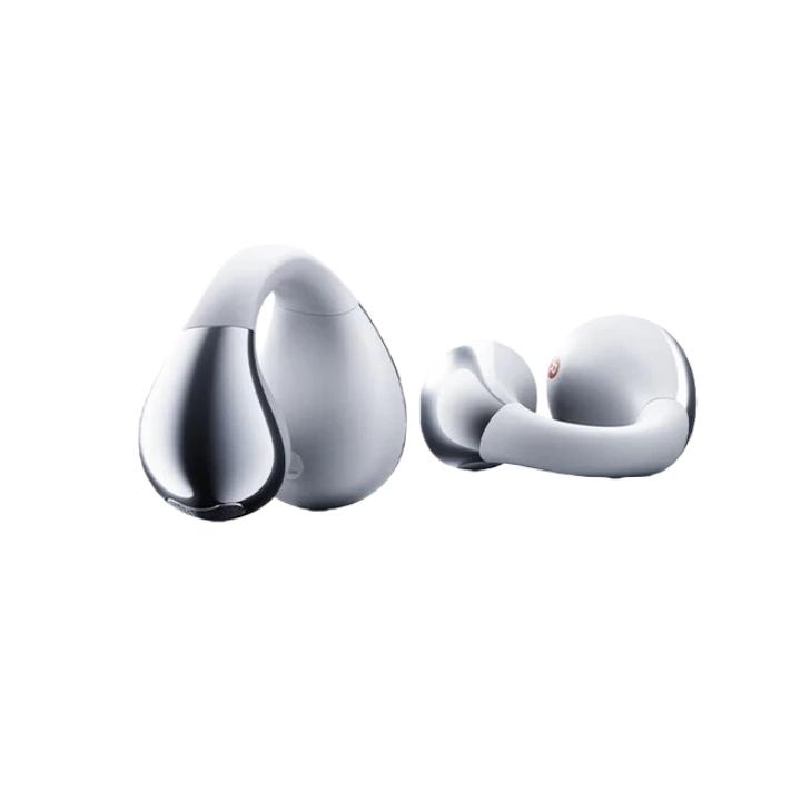 QCY Ear Clip Headphones, Open-Ear Wireless Bluetooth Earphones, With Long Battery Life, Silver Color, Type-C Charging