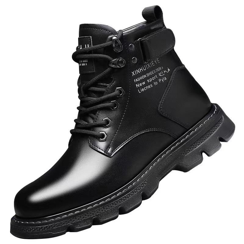 Martin boots men's high-top new spring and autumn mid-top versatile black tooling locomotive casual leather shoes short boots shoes