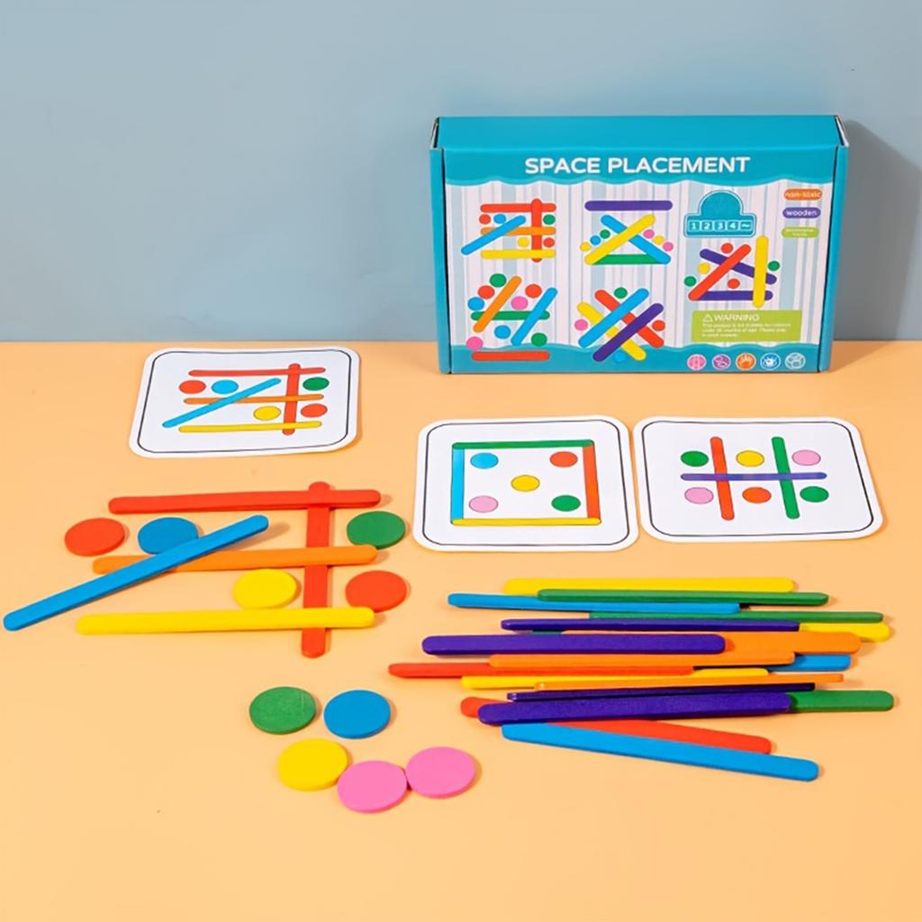 Wooden Colorful Stick Toys Stimulate Children's Image And Color Discrimination Ability Through Interesting Puzzle Games.