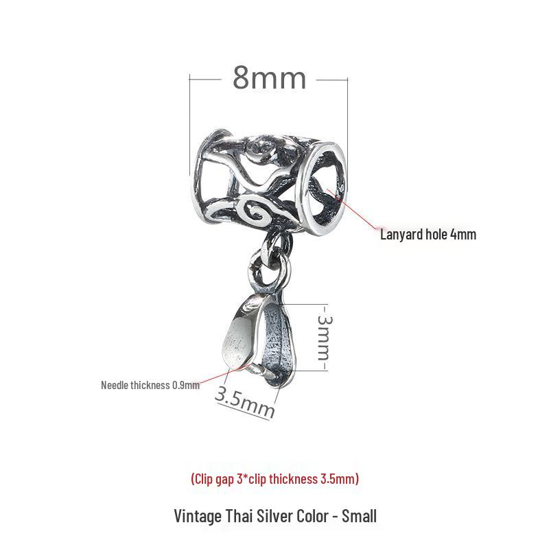 

925 Sterling Silver Vintage Pendant Blank with Curved Tube, Melon Seed, and Buddha Head Clasp.