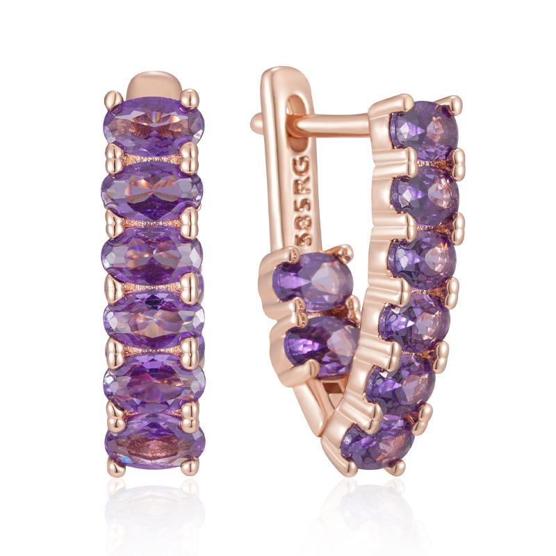 Glänzende Lila Natürliche Zirkon Tropfenohrringe Für Frauen Trend Roségold Farbe Braut Hochzeit Feiner Schmuck Kristall Geschenk