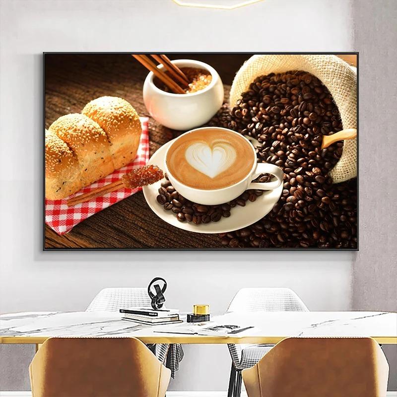 Moderní Obrazy a Tisky na Plátně s Motivací Chleba a Kávy HD Obrázky Nástěnné Umění Pro Obývací Pokoj Domácí Kuchyni Restauraci Dekorace Cuadros
