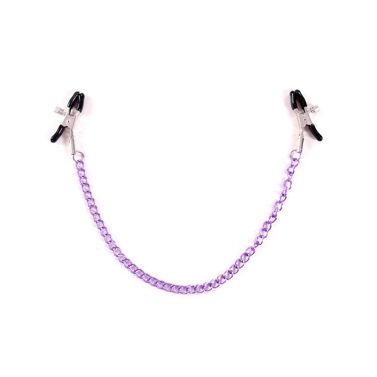 Male Female Nipple Breast Restraint Bondage Flirting Metal Nipple Clamps with Chain Sex Clitoris Clip