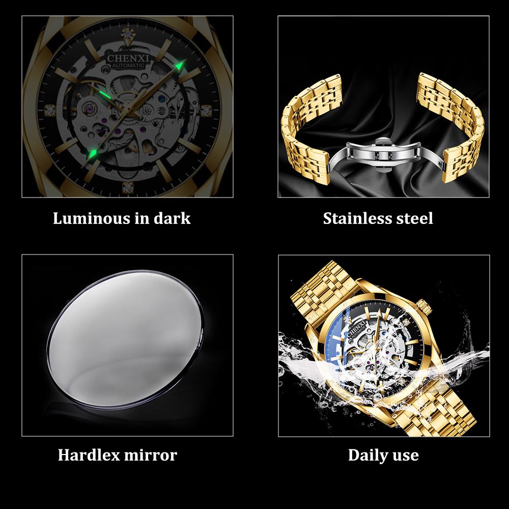 Mens Watches Fashion Luxury Hollowing Automatic Mechanical Watch Waterproof Luminous Watch For Man