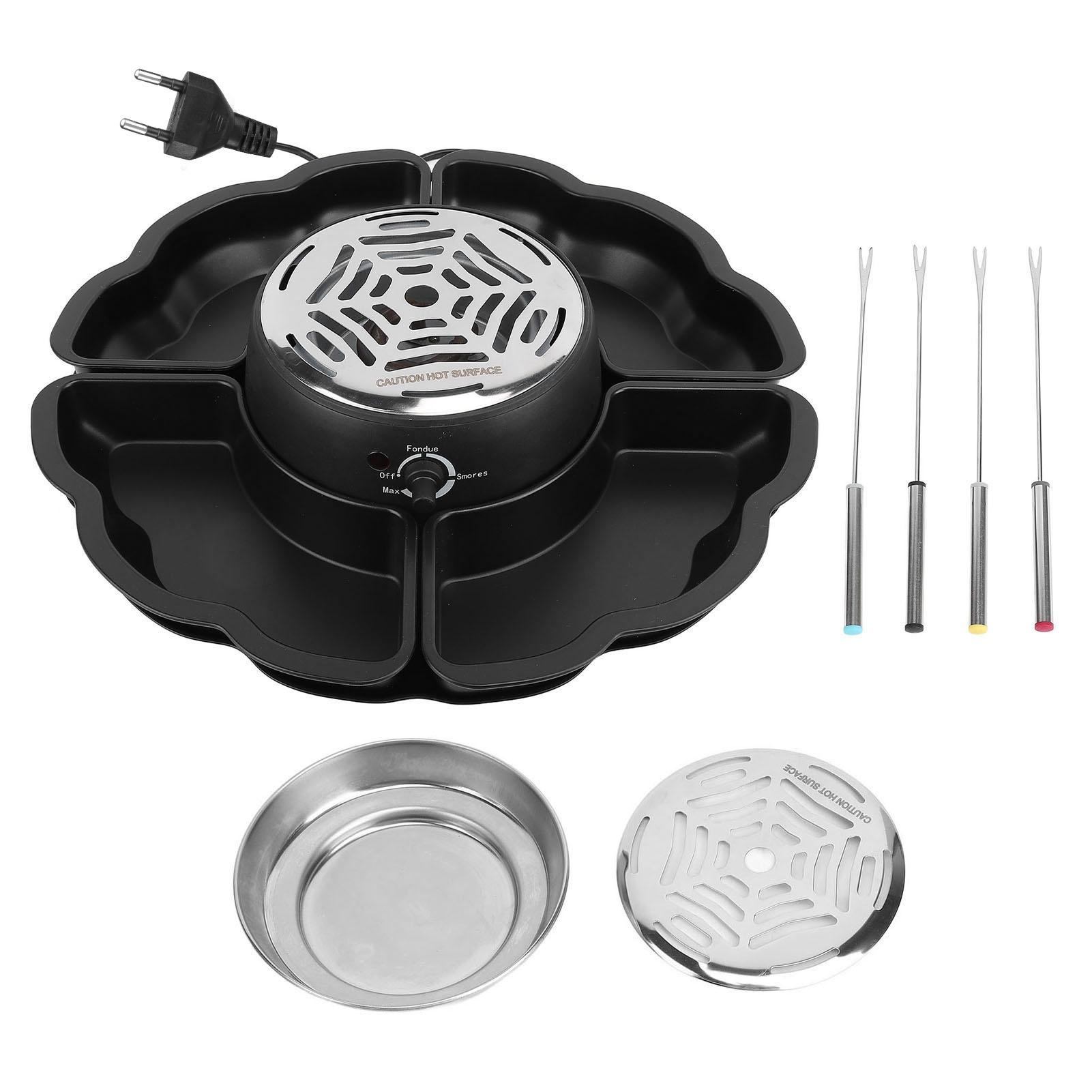 Chocolate Fondue Set Electric Smores Roaster with Detachable Trays for Indoor Cooking