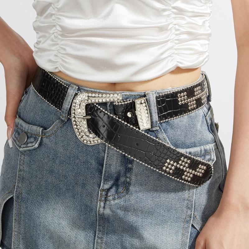 Subculture Belt  Rivet Studded Belt for Jeans Shorts Belt Women Waist Decors Pants Waist Belt Girl Waist Ornaments