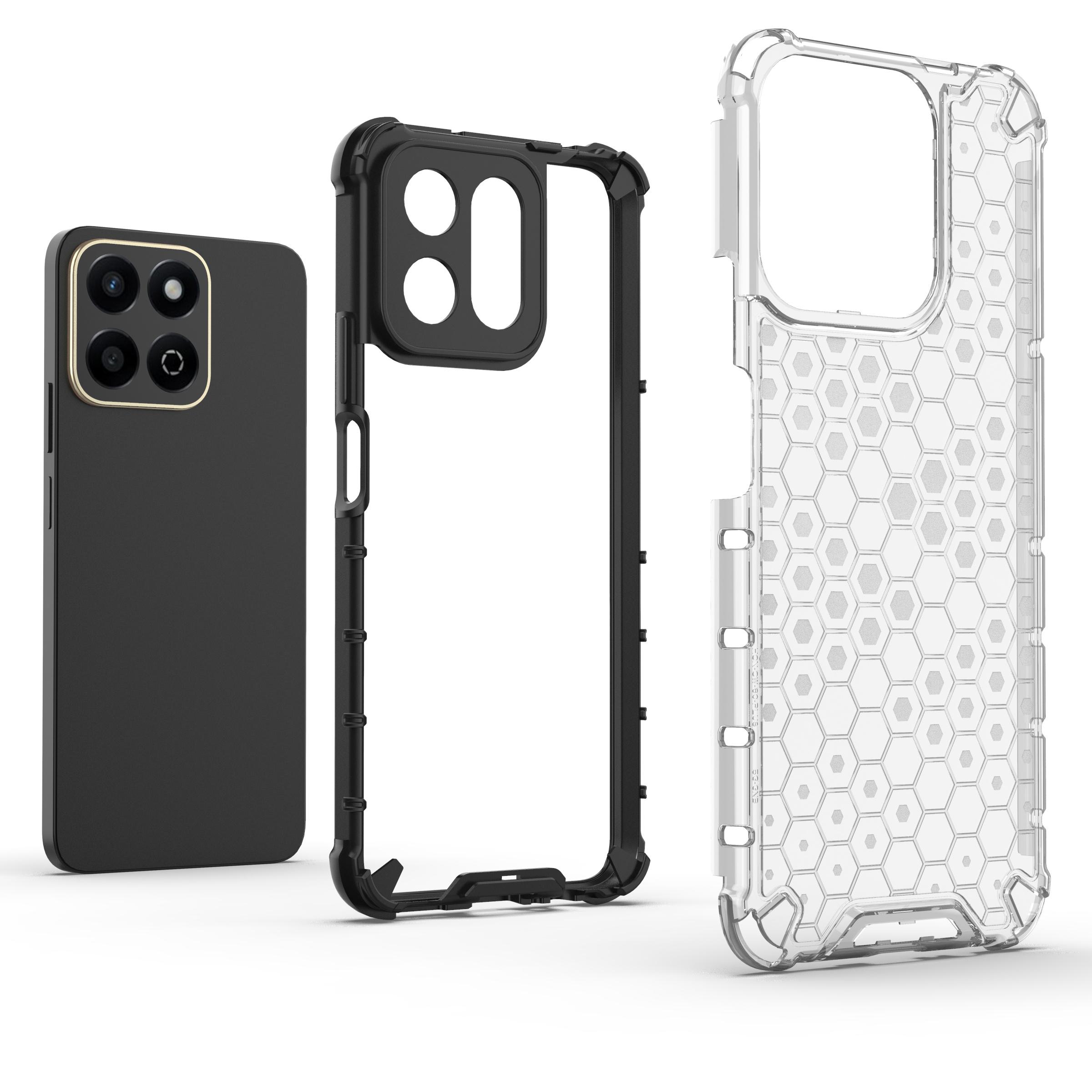 

For Honor Play 60 Plus 5G Case PC+TPU Phone Cover Honeycomb Shape Grey