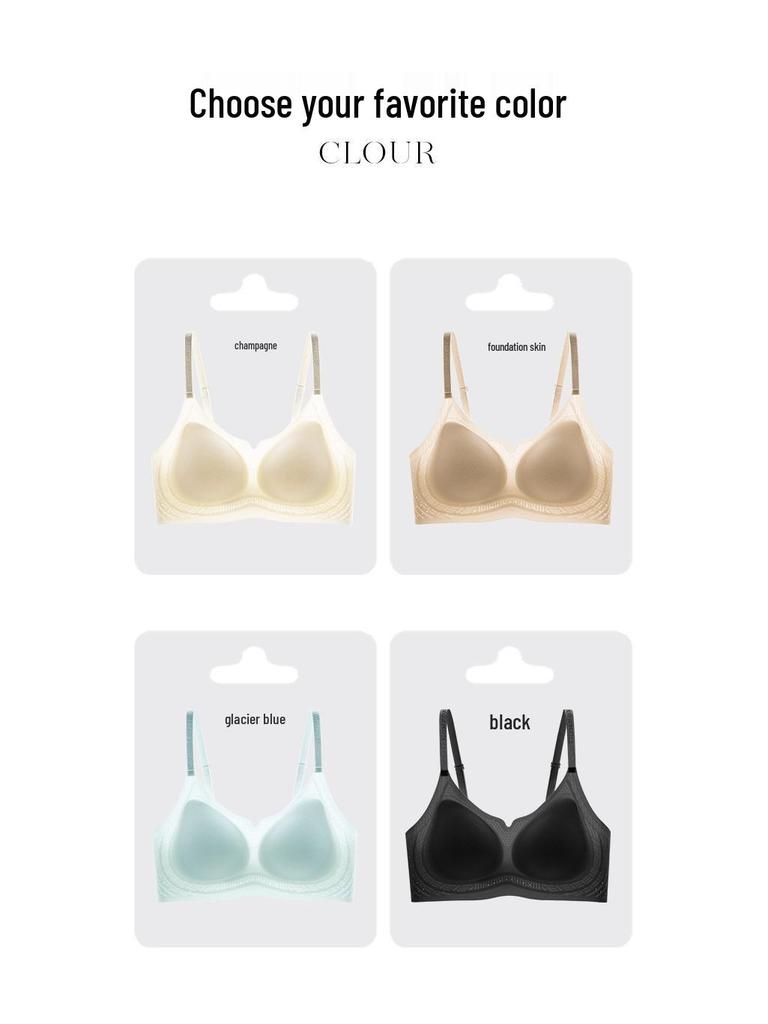 Cross-Border Seamless Camellia Fragrance Shimmer Bra for Women - Small Chest, Gathered, Thin Cup, Adjustable Straps.