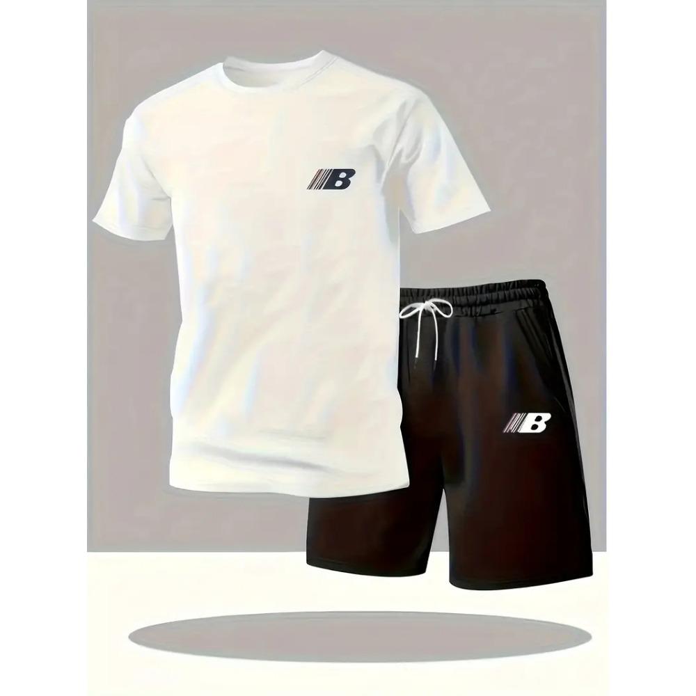 Summer Men's Printed Short-Sleeved Shorts - Casual Sports Set - Outdoor, Urban and Street Fashion Suit