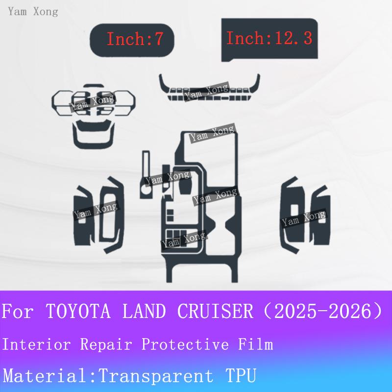 

For TOYOTA LAND CRUISER 2025 2026 Full set interior Film Center Console TPU Transparent Cover navigation screen protective Film For RHD