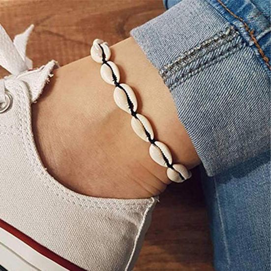 Damska bransoletka na drutach z muszli zroszony łańcuszek bransoletka biżuteria akcesoria