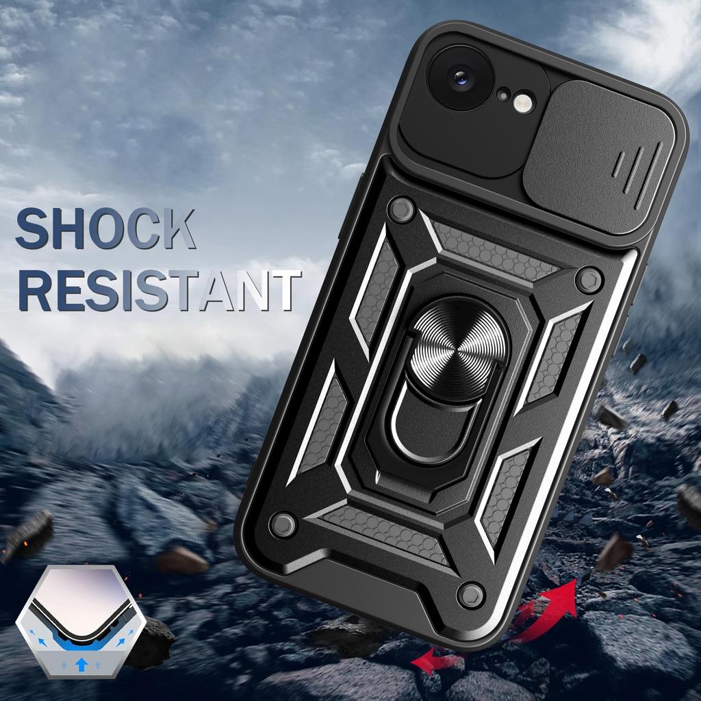 Shockproof Armor Case For iPhone 16e 16 15 14 Pro Max 16Plus 15Plus 13Mini Car Holder Phone Cover Camera Lens Protection Fundas