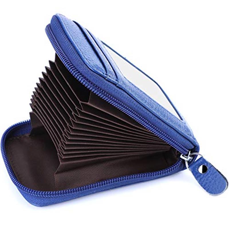 Credit Card Wallet with 12 Card Holder for Men Women Ladies Walletsipper, Genuine Leather Anti-Theft Credit