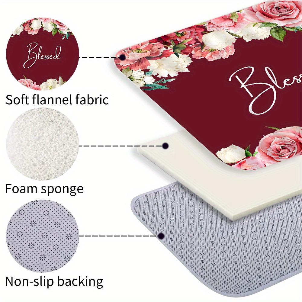 4-teiliges Badezimmer-Duschvorhang-Set Blumen Badezimmervorhang mit 12 Haken Rutschfeste Teppiche Toilettendeckelmatte Badezimmerabtrennung