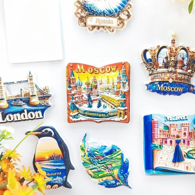 Moscow Crown & Storybook Castle Fridge Magnet Stickers Russian Travel Souvenir Home Decor Unique Literary Gift