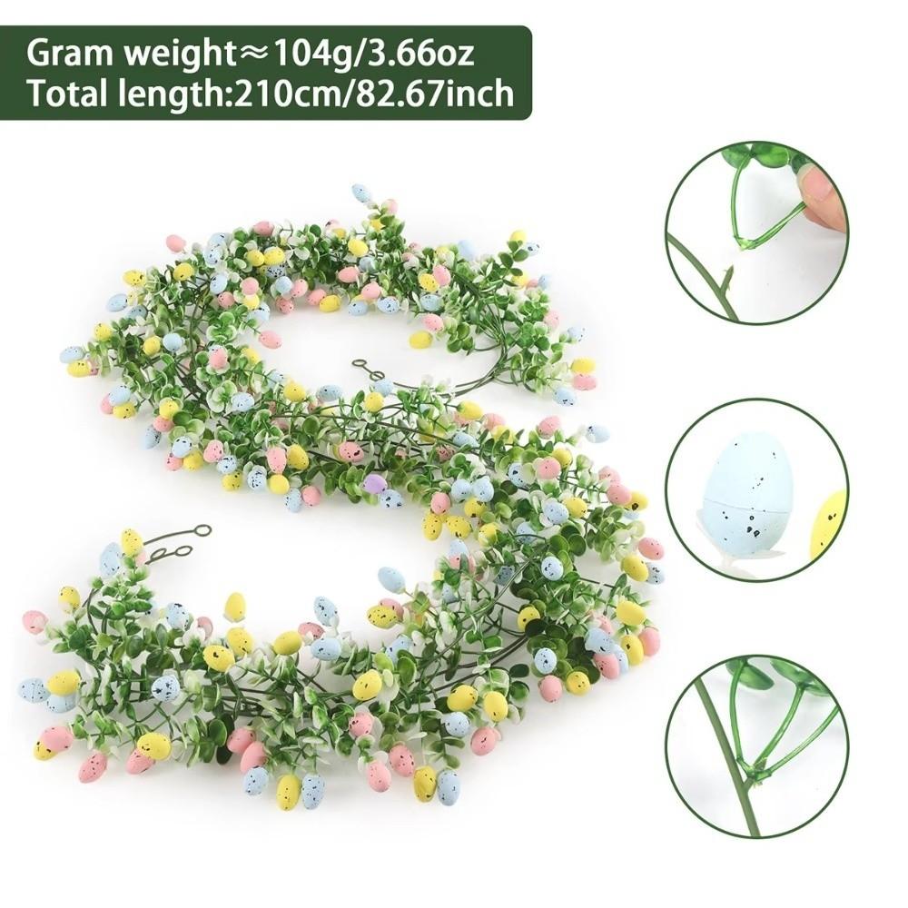 210cm Artificial Easter Egg Wreath Artificial Material Colorful Spring Vine Decoration Vine Texture Egg Shape Festive Decor