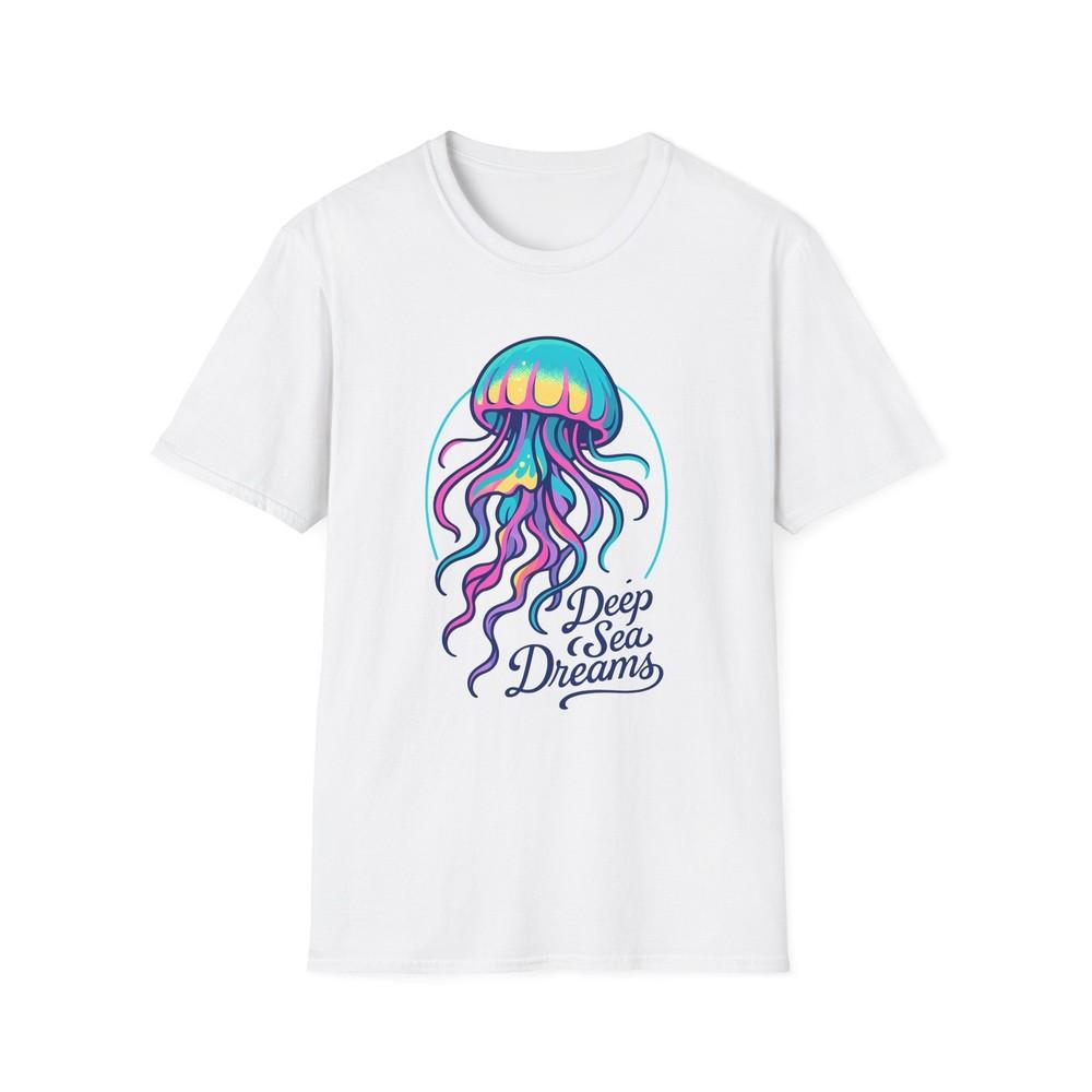 

Unisex Softstyle T-Shirt Jellyfish Ocean Deep Sea Dreams Surreal Vector Art L