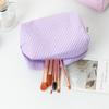 Stripe Seersucker Cosmetic Bag Fashion Women Cosmetic Bag Zipper Storage Makeup Case Travelling Pouch Organizer for Lady