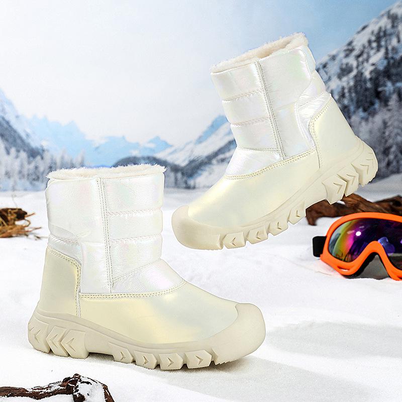 2025 Winter Kids  High-Top Fur-Lined Cotton Snow Boots: Non-Slip, Warm Hiking Shoes for Boys and Girls 32
