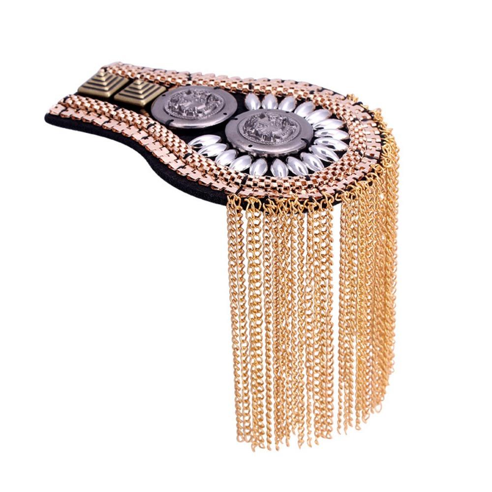 Metal Brooch Shoulder Board Zinc Zinc Alloy Jacket Vintage Brooch Tassel Chain Epaulettes  Party
