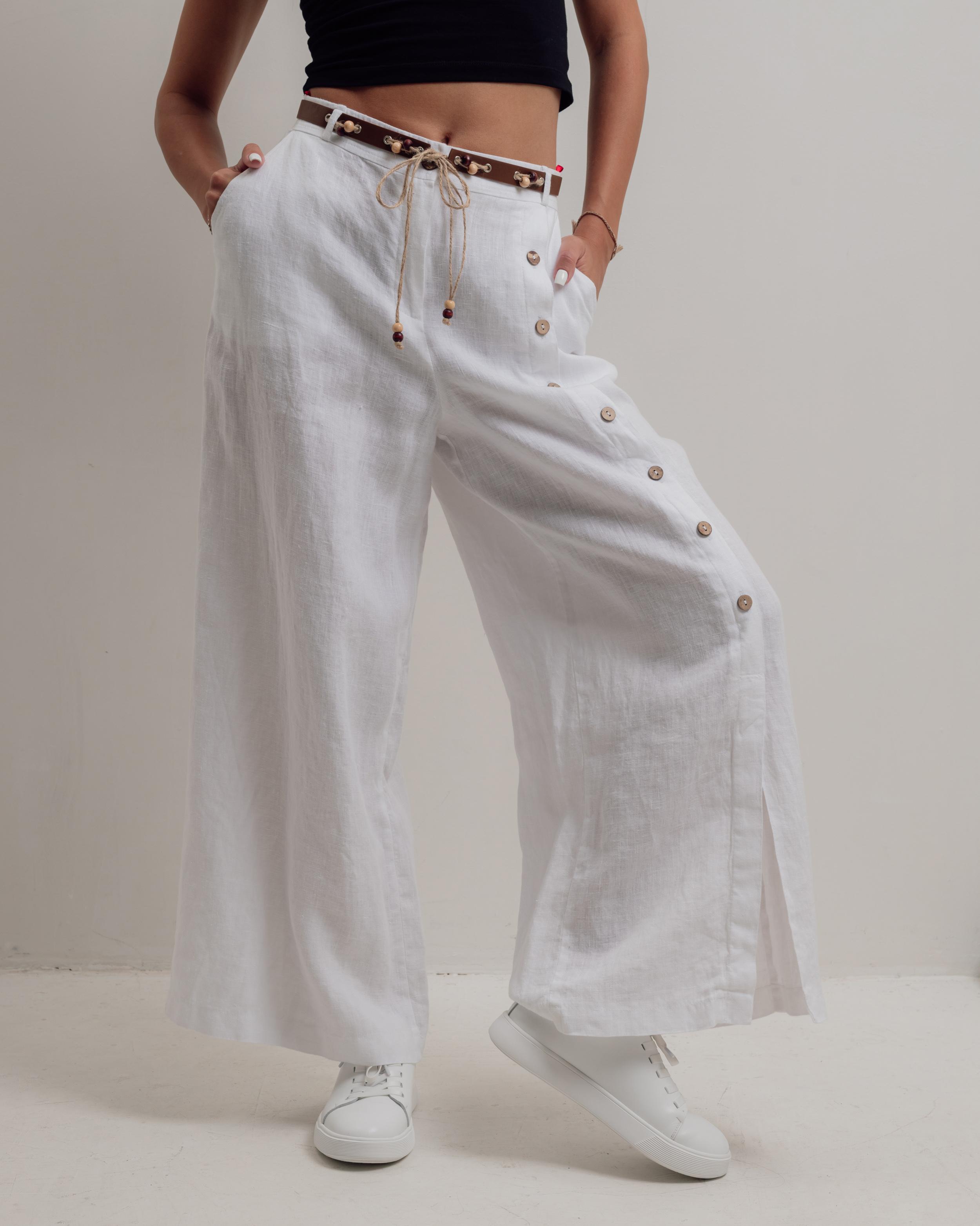 

Брюки женские JIMPANY 2609 42 белые лен 38 білий