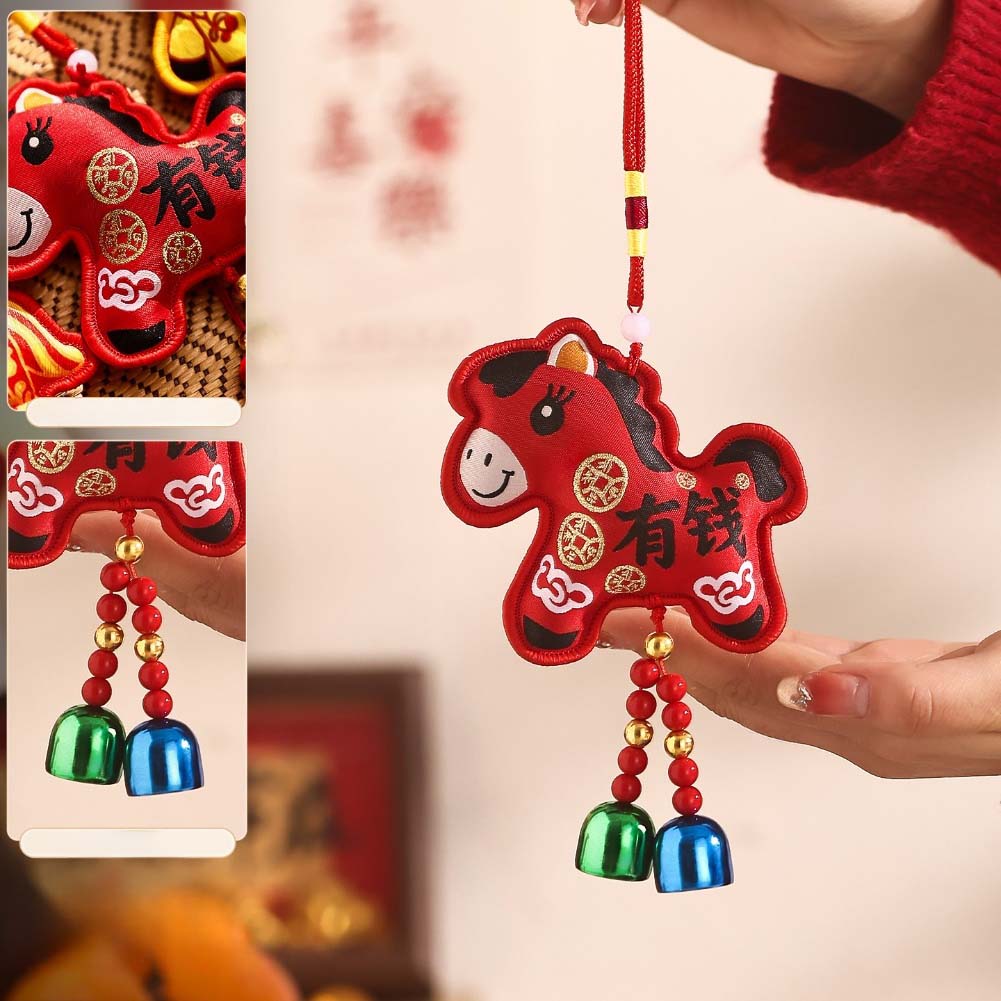 Traditional Spring Festival Pendant 2026 Year of the Horse Lucky for Pony Hanging Fabric Decoration for Home Door and Window