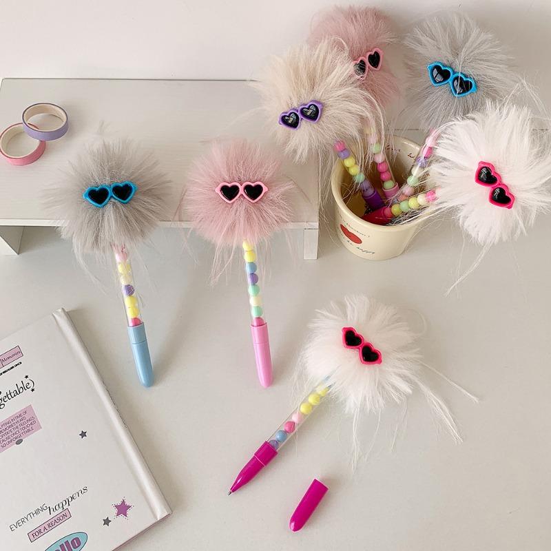 Funny Kawaii Design Ballpoint Pen for Kids Boy Girl Cartoon Plush Creative Design Writing Pen 0.5mm Blue Ink Scrapbook Pens