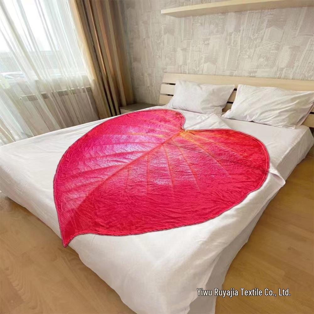 Hot Selling Green Leaf-Shaped Flannel Blanket - Funny Birthday Gift
