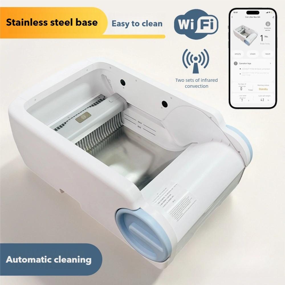 

New Auto Self-Cleaning Cat Litter Box Smart WIFI Control Pet Litter Tray Large Space Open Design Cats Toilet