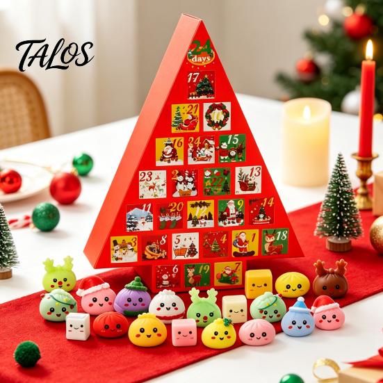 Countdown Calendar for Holiday Decoration Christmas Advent Calendar, 24 Day Box with Mystery Figures, Fun Activity Classmates Festive Decor Kids Room
