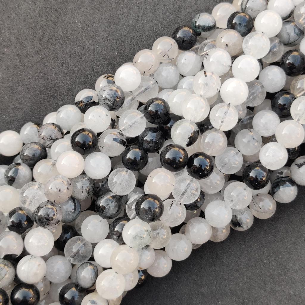 Black Rutile Plain Round Natural Beads, Black Rutile Plain Beads, Black Rutile Smooth Beads, 6mm 8mm 10mm Size, 14-15 Inch Strand Beads.