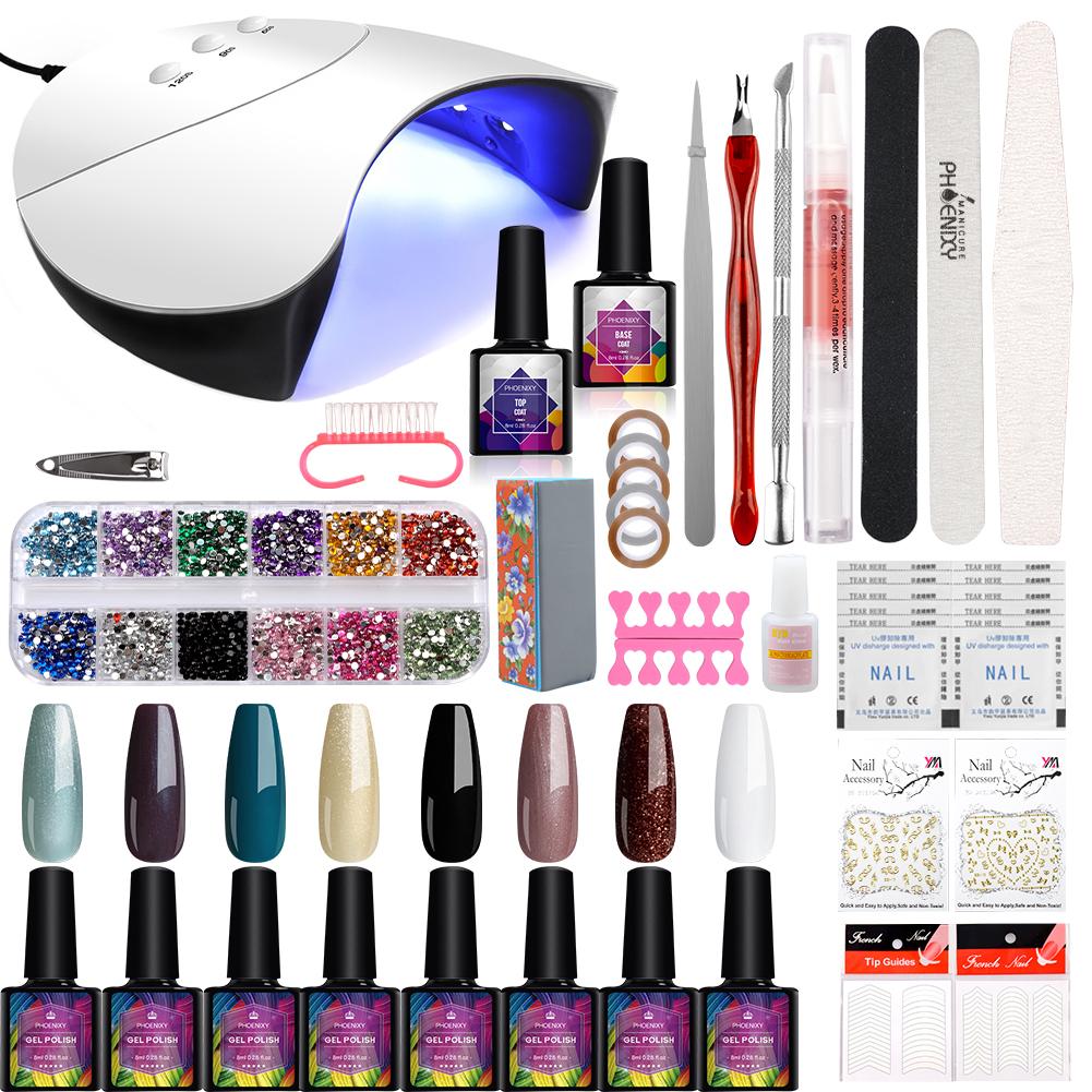 Buy PHOENIXY Nail Art Polish Kit 8Color Nail Gel Polish With 36W UV LED
