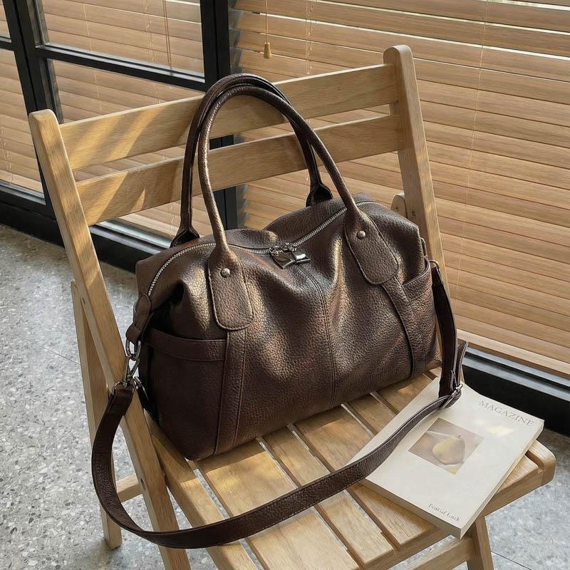 Luxury Women Shoulder Bag Soft Leather Retro Solid Color Crossbody Bags Large Capacity Handbags Fashion Travel Commuter Tote Sac