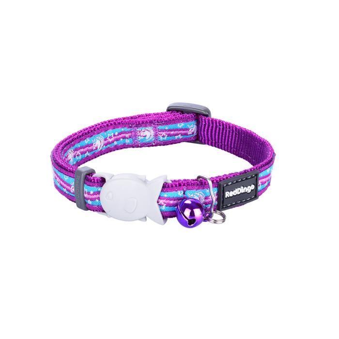 Collier Pour Chat - RED DINGO - Violet Licorne - 12 Mm - 20/32 Cm - Réglable