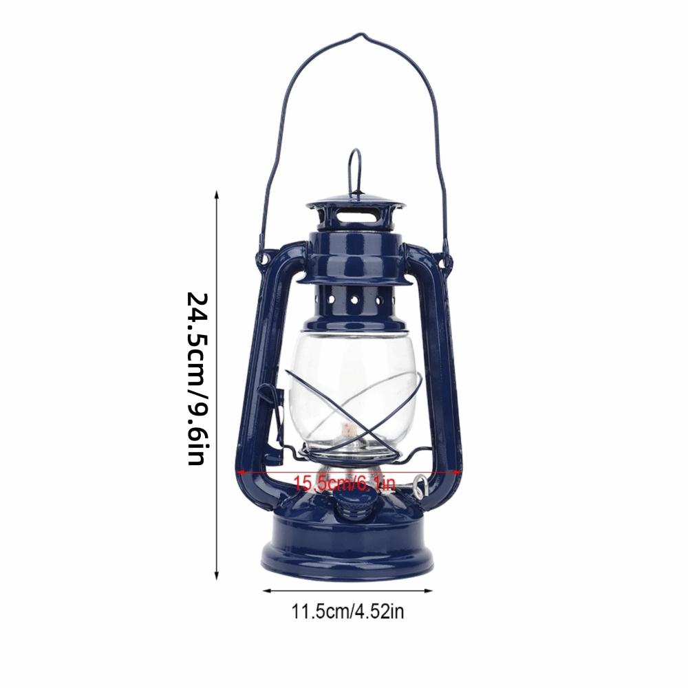 Windproof Vintage Kerosene Lamp Retro Hurricane Lantern Hanging Fuel Lantern  Outdoor Camping синий