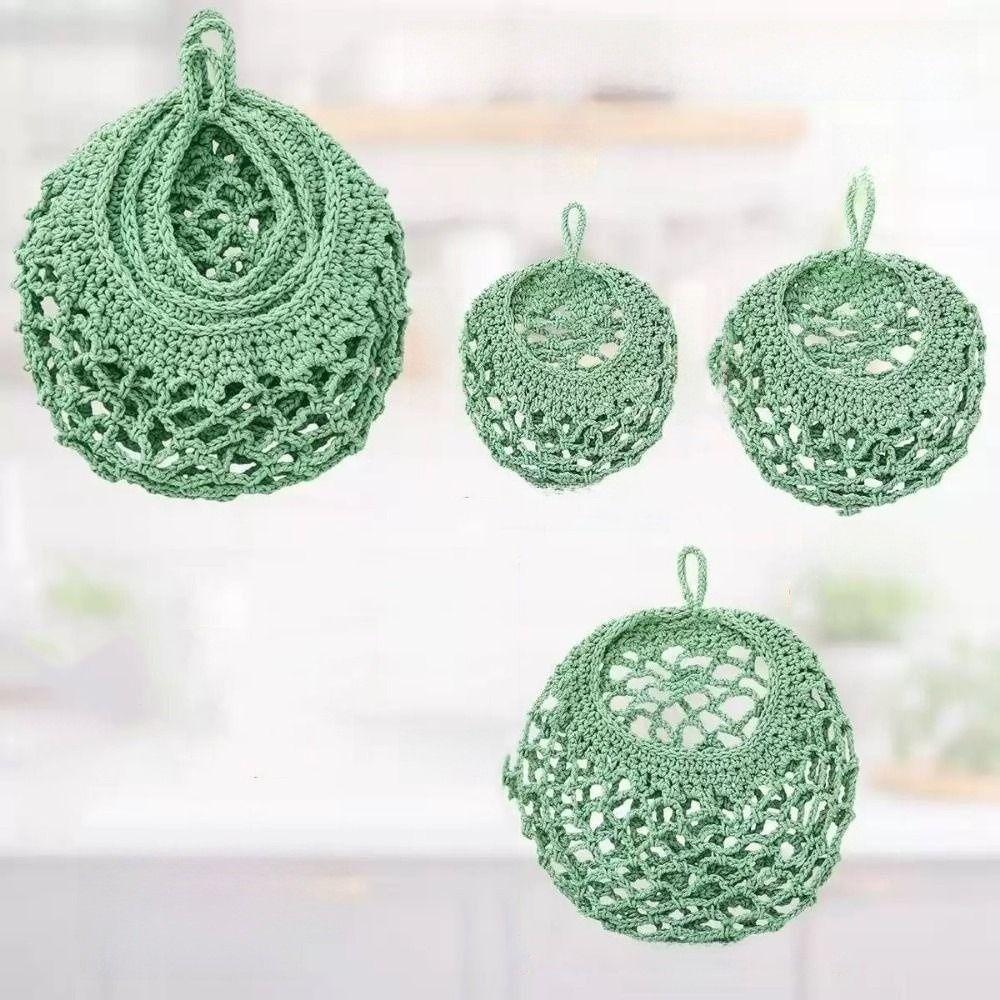 3Pcs/Set Wall Mount Wall Hanging Basket Teardrop Shape Vegetable  Woven Basket  for Kitchen