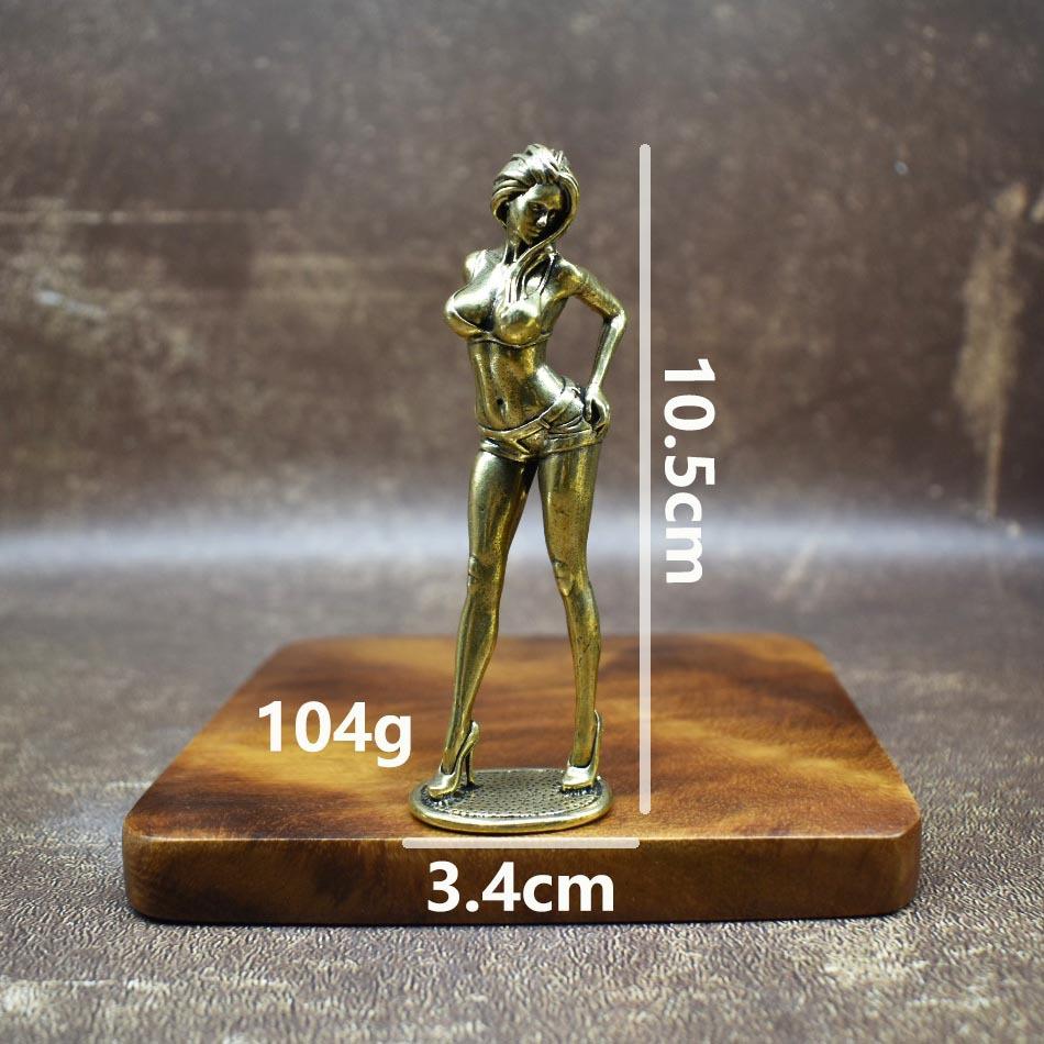 Brass Sexy Girl Figurines Bikini Beauty Statue Yoga Beautiful Woman Ornament Home Decor Model Collectible Gifts for Man Brothers