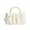 PU Leather Cute Handbag with Pear Handle Pleated Crossbody Bag Solid Color Sweet Shoulder Bag Travel Shopping Shoulder Bag