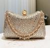 Fine Rhinestone Diamond Inlay Dinner Evening Bag Retro Luxury Gold Silver Blue Small Clutch For Women Wedding Party Shoulder Bag