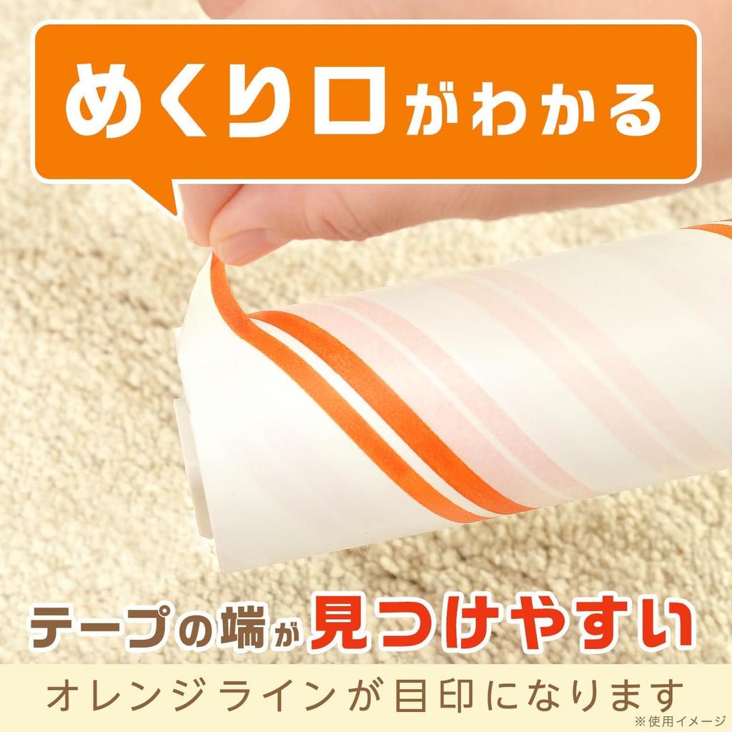 Gekiochi-kun LEC Adhesive Cleaner Tape 6 Rolls Spiral-Cut Strong Type Universal Lint Roller Refill 90 Wraps for Dust Hair Pet Fur