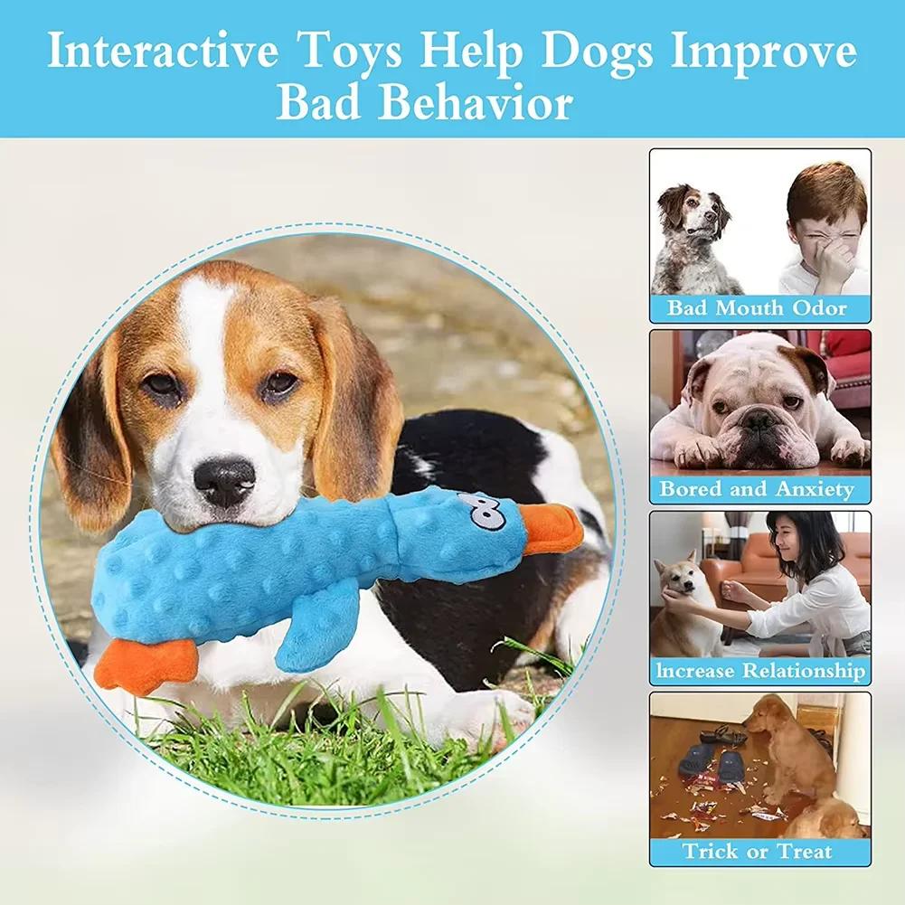 Duck Soft Plush Stuffed Raw Dog Toys for Small Puppy Dogs Interactive Squeaky Dog Bite Toy Sound Paper Chew Tooth Pet Supplier