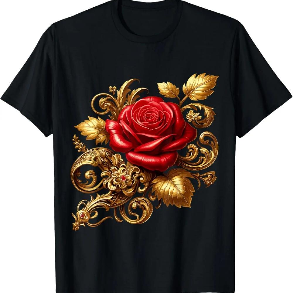 

Red and Golden Rose T-Shirt S