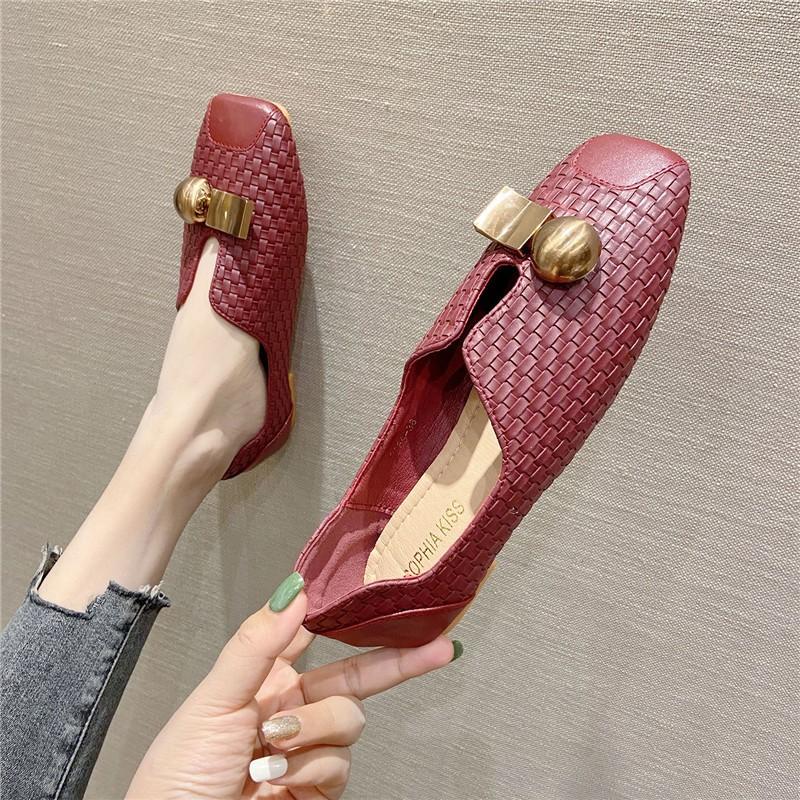 Fashion Retro square toe women's shoes large size soft bottom flat shoes spring and summer work shoes 2024