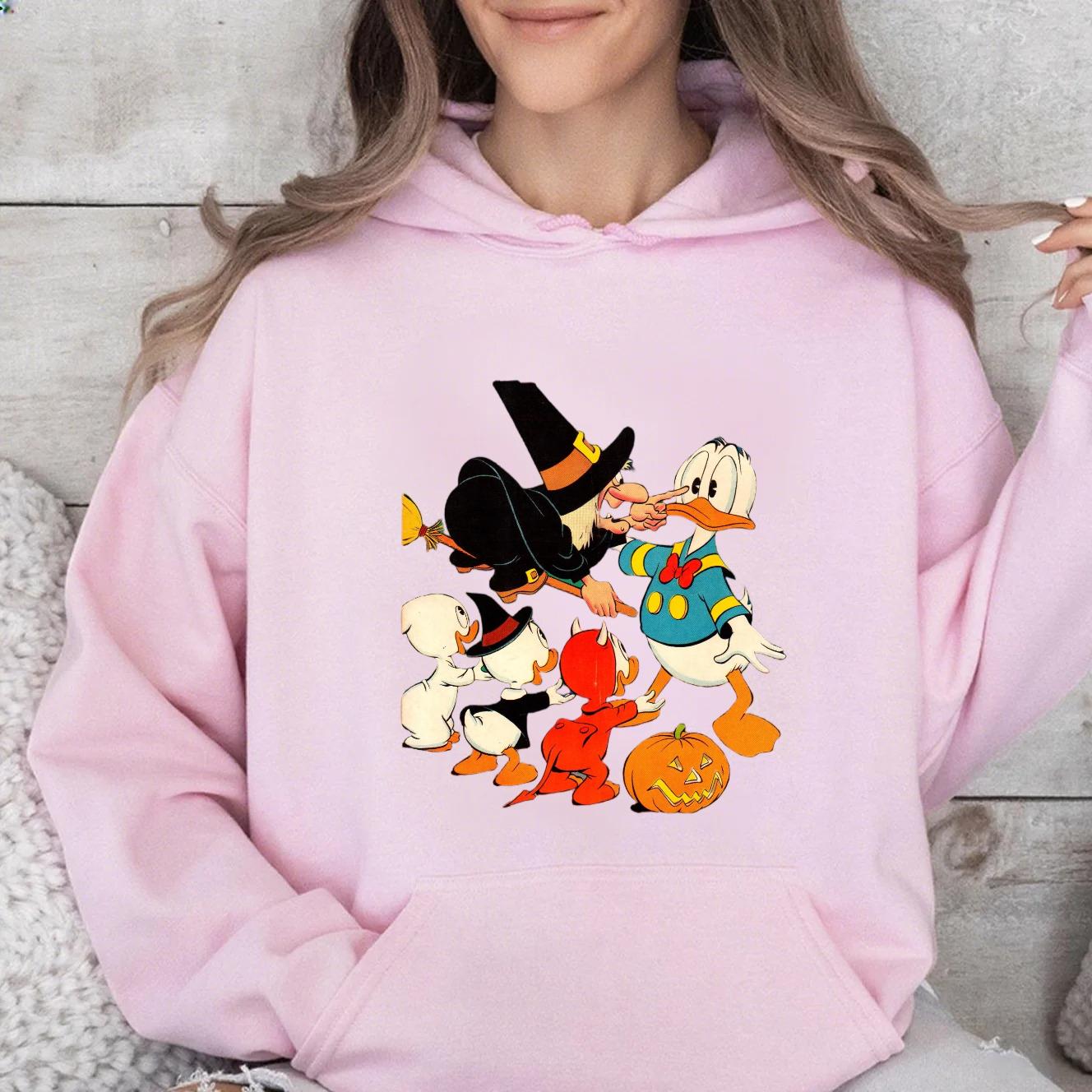 

Дисней Семейные наряды Дональд Дак Хэллоуин Для девочек и мальчиков Осень и Зима Повседневные Разноцветные Толстовки с капюшоном 3XL