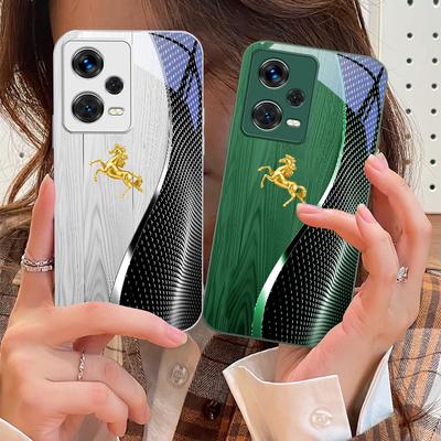 Ξύλινη υφή Χρυσό Άλογο Για Redmi Note 10 10T 11 12 13 14 11T 11S 12 14 Pro Plus A4 14C A3 A3x K40 Gaming Σκληρυμένο Κάλυμμα Κινητού