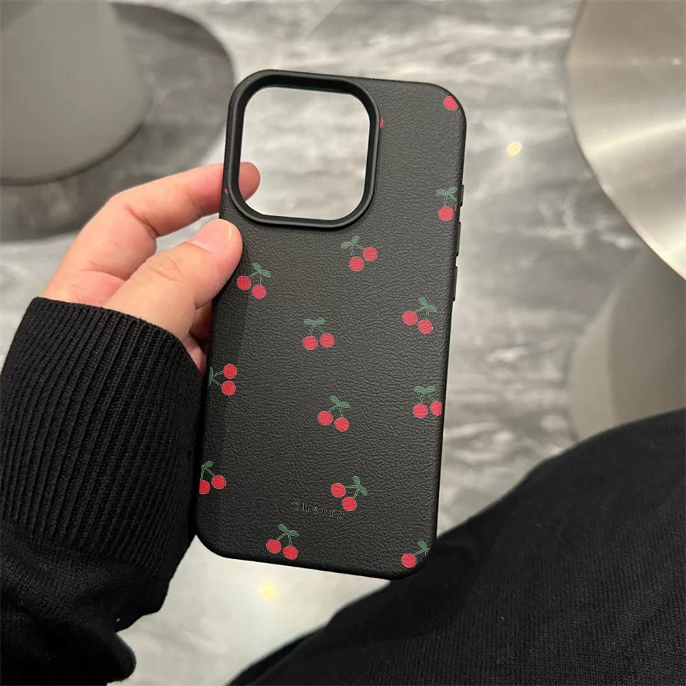 

Creative Cherry Design Patterns Phone Case For iPhone 16 11 13 17 Pro Max 12 14 15 ProMax Plus 17 Air Cases INS Shockproof Coque iphone 11 Pro