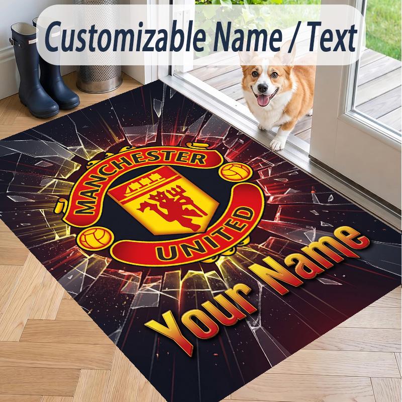 Custom Text Printed Rug Manchester United Non Slip Floor Carpet For Home Room Decor