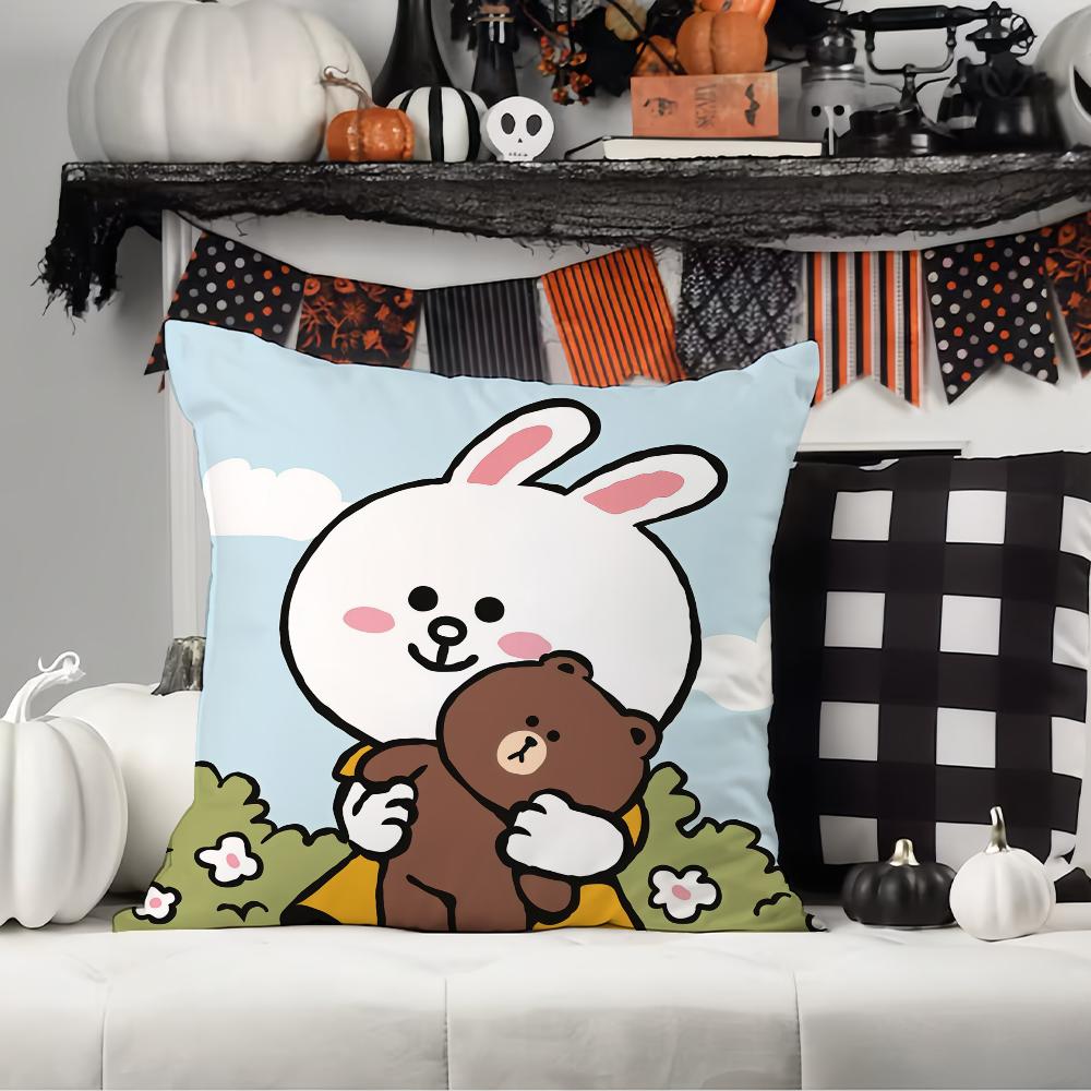 Kreskówka urocza C-Cony i B-Brown Poszewka na poduszkę Poduszki biurowe Nadaje się do sofy samochodu sypialni Dekoracyjna poszewka na poduszkę