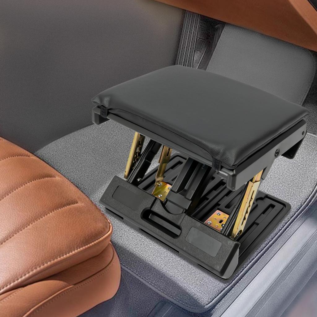 Bymaocar Schwarzer Ergonomischer Klappbarer Fußhocker, Tragbare Fußstütze Mit Winkelverstellung, 80 kg Tragfähigkeit Für Autos, Züge
